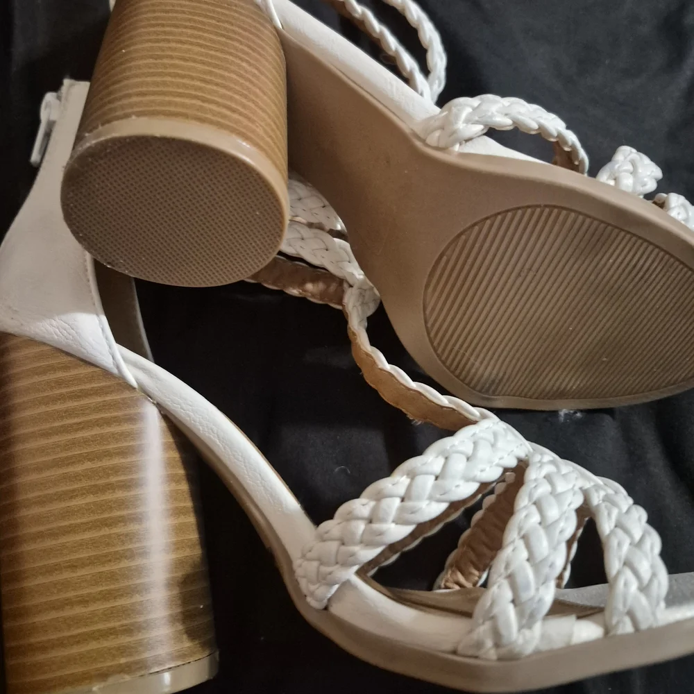 Charlotte Russe White Braided Heeled Sandals